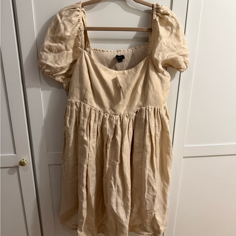 J Crew Cream Puff Sleeve Dress